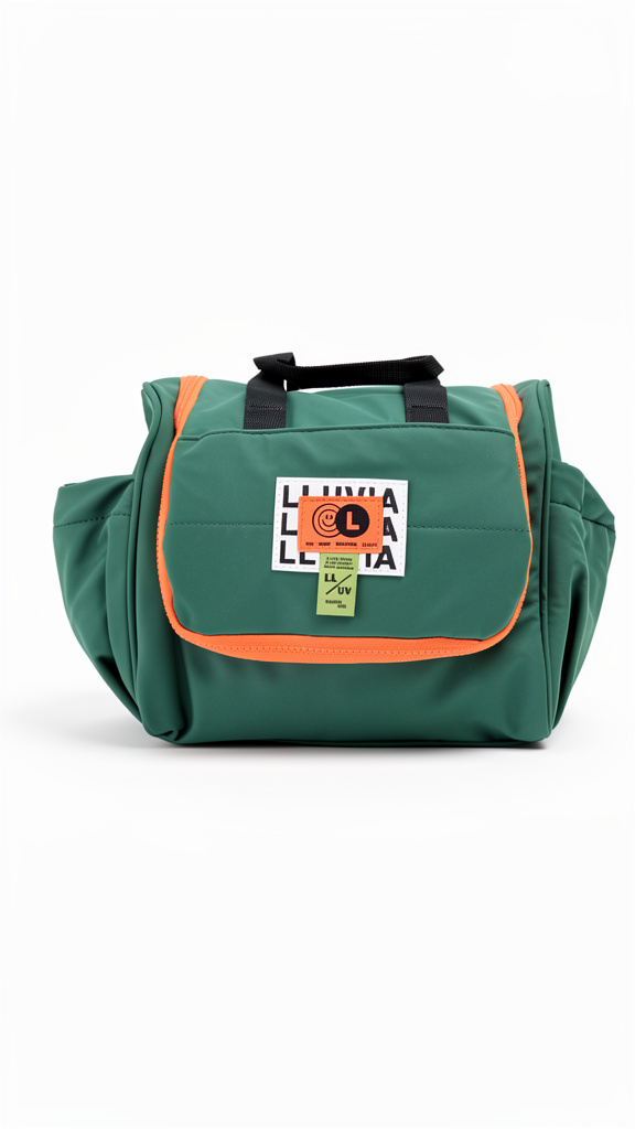 Lonchera juvenil verde olivo con naranja