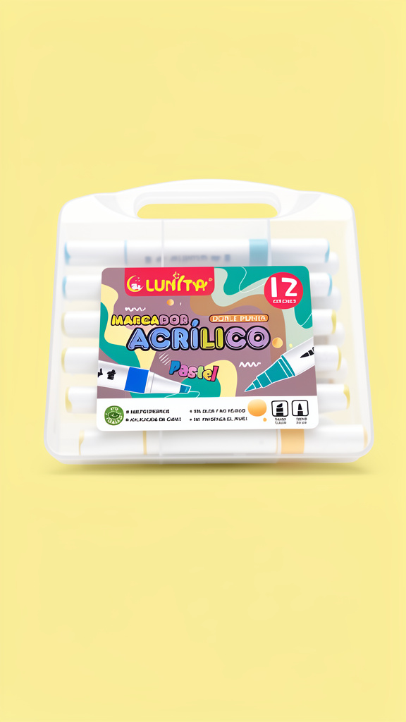 Plumones pastel en acrilico Lunita 12 colores (Men: $95 May: $85 Doc: $75)
