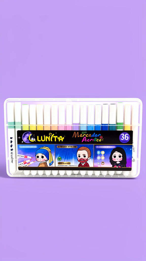 Plumones en acrilico lunita combinados de 36 colores (Men: $130 May: $120 Doc: $110)