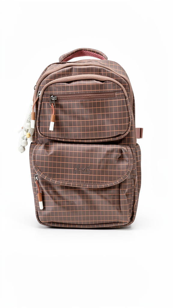 Mochila primaria Rosa con cuadros