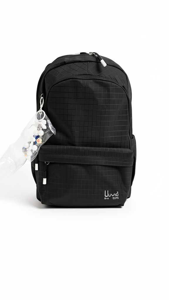 Mochila primaria negra con cuadros