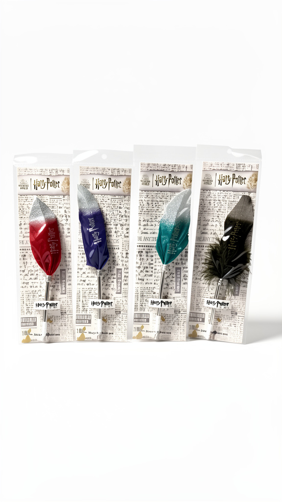 Plumas de forma de pluma de ave metalizada Harry Potter tinta negra 12 pz (Men: $40 May: $35 Doc: $30)