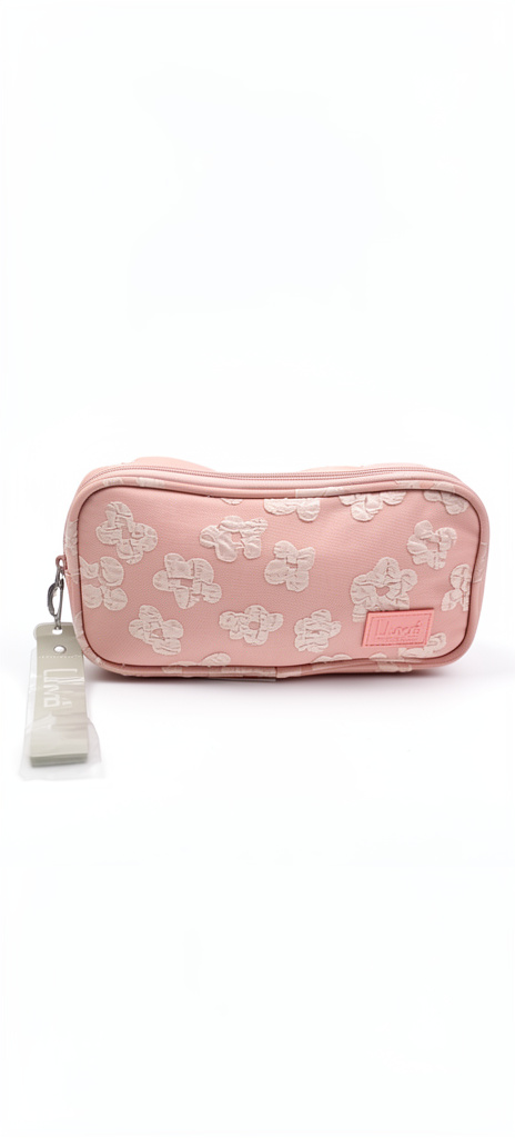 Lapicera Lluvia Rosa pastel con flores blancas