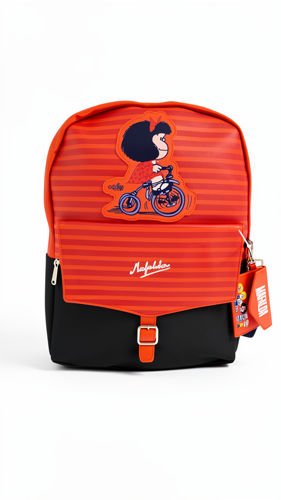 Mochila juvenil de Mafalda Rojo con azul fuerte