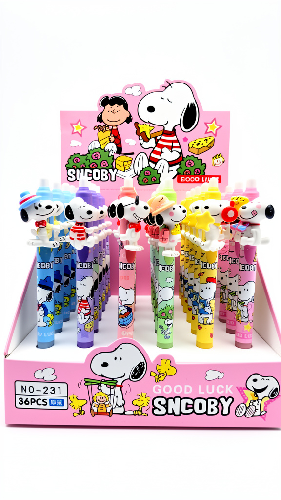 Pluma borrable tinta negra de snopy (Men: $15 May: $10 Caj: $9)