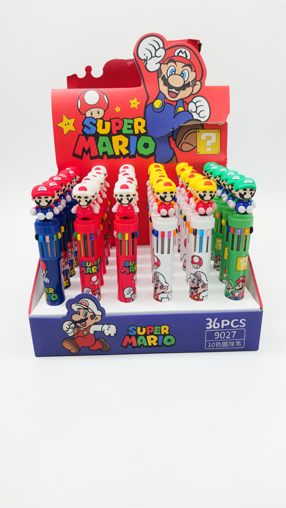 Plumas de 10 colores Super mario Bros (Men: $20 May: $15 Caj: $13)