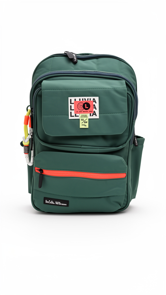 Mochila primaria Lluvia verde con naranja