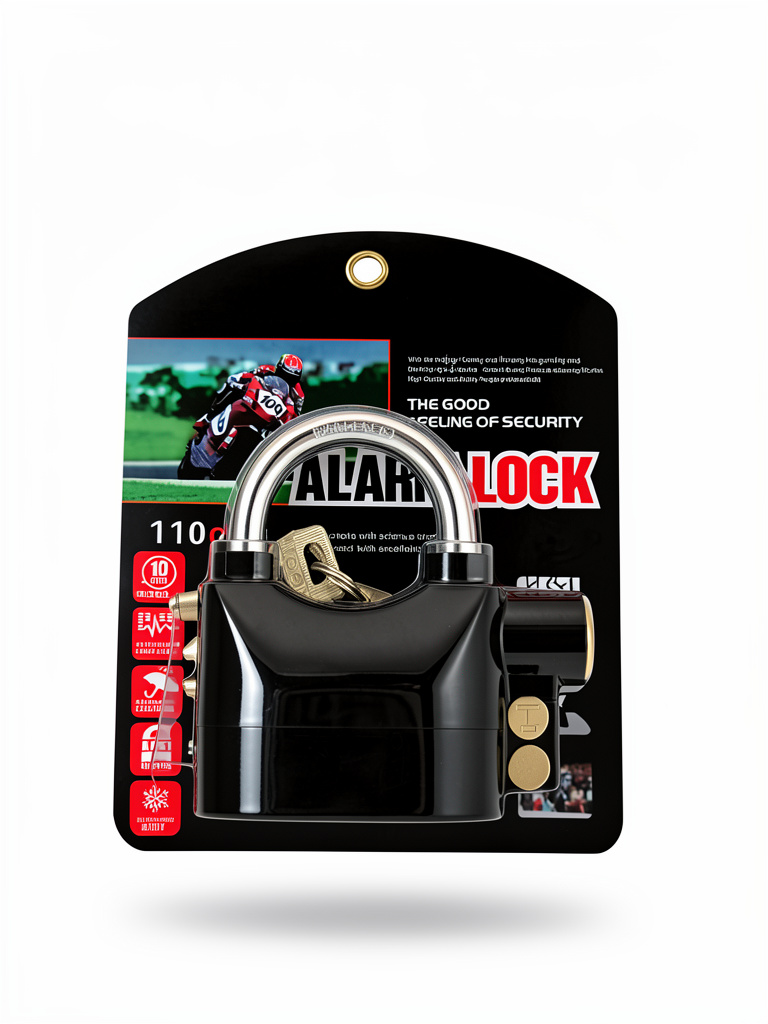 CANDADO PARA MOTO CON ALARMA (INCLUYE 3 LLAVES)