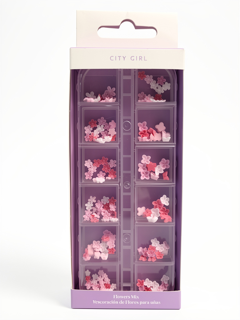 Deco flores rosas y blancas City Girl x12 divisiones