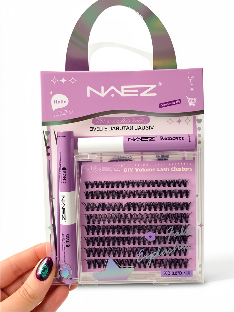 Pestañas punto por punto Naez bolsita lila 30D