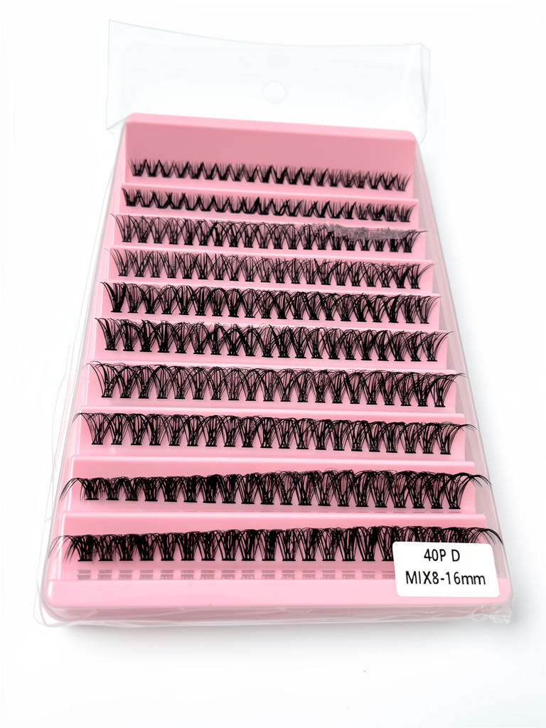 Pestañas punto por punto caja rosa 40D