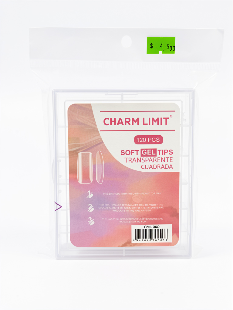 Tips Charm Limit cuadrado transparentes caja x120