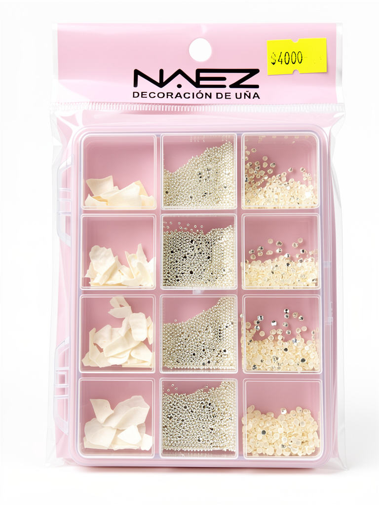 Decoración surtida x12 Naez (caviar, strass y nacar)