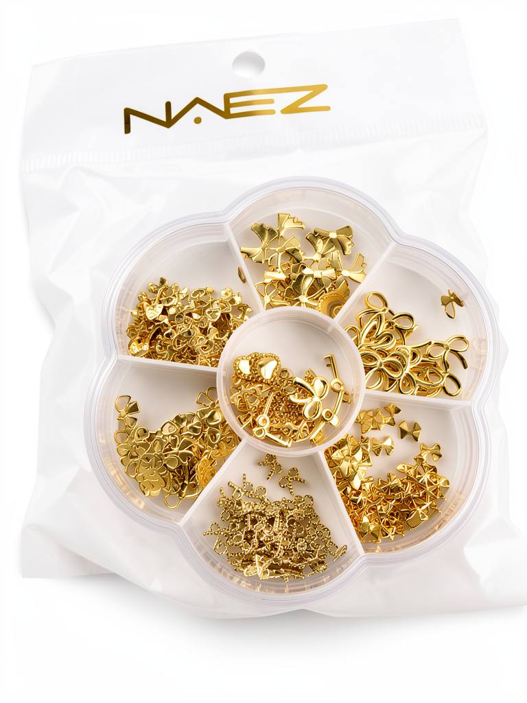 Decoración surtida flor Naez x7 divisiones (dorados y plateados)