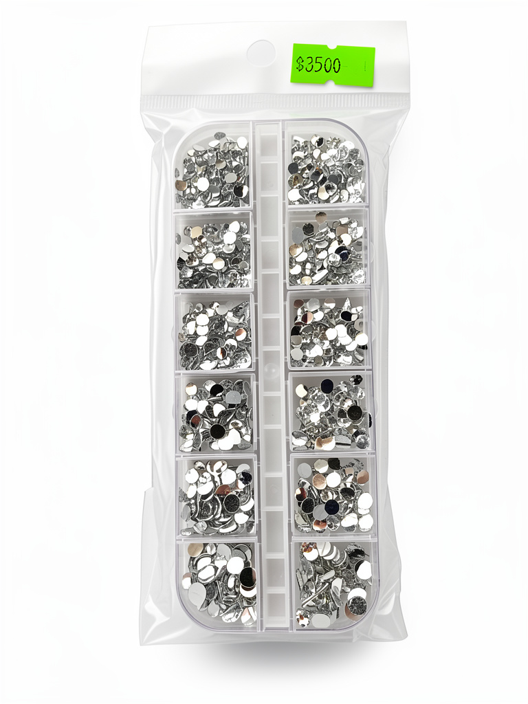Decoracion strass plateado x12 divisiones