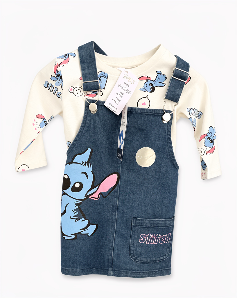 Braga jeans con franela manga larga Stich Disney