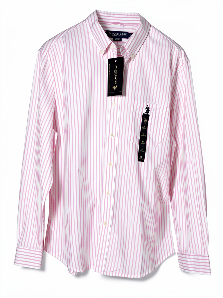 Camisa de Vestir Caballero Blanca con rayas rosas