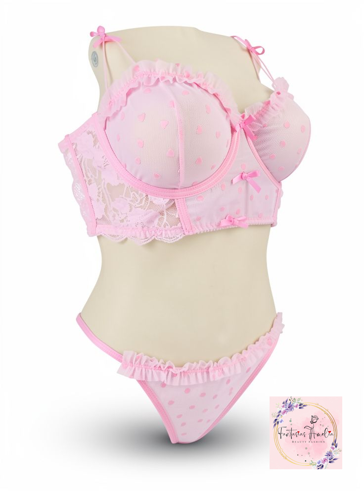 LENCERIA ROSA FLORES CUTE TALLA M