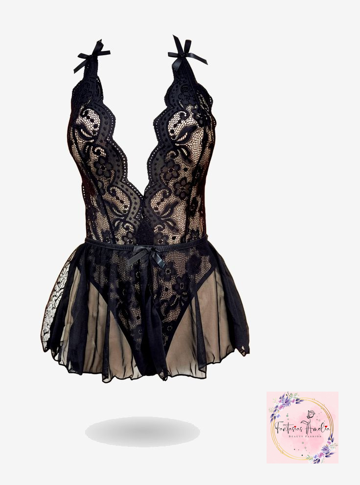 BODY ENCAJE TRANSPARENCIA NEGRA TALLA L