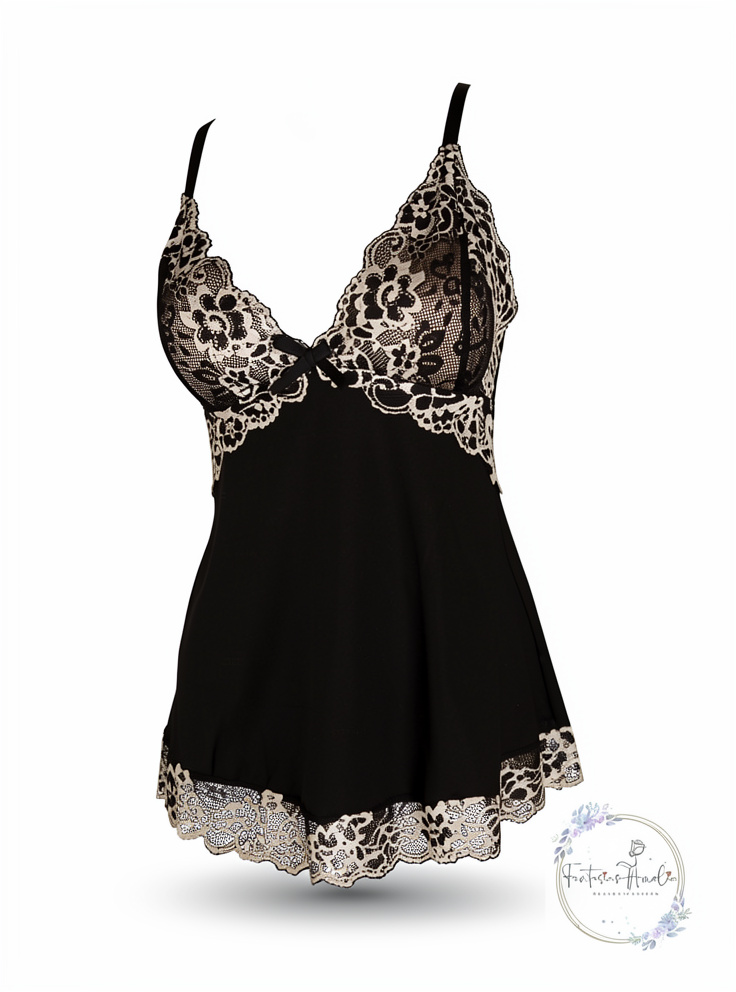 BABY DOLL NEGRO ENCAJE TALLA S