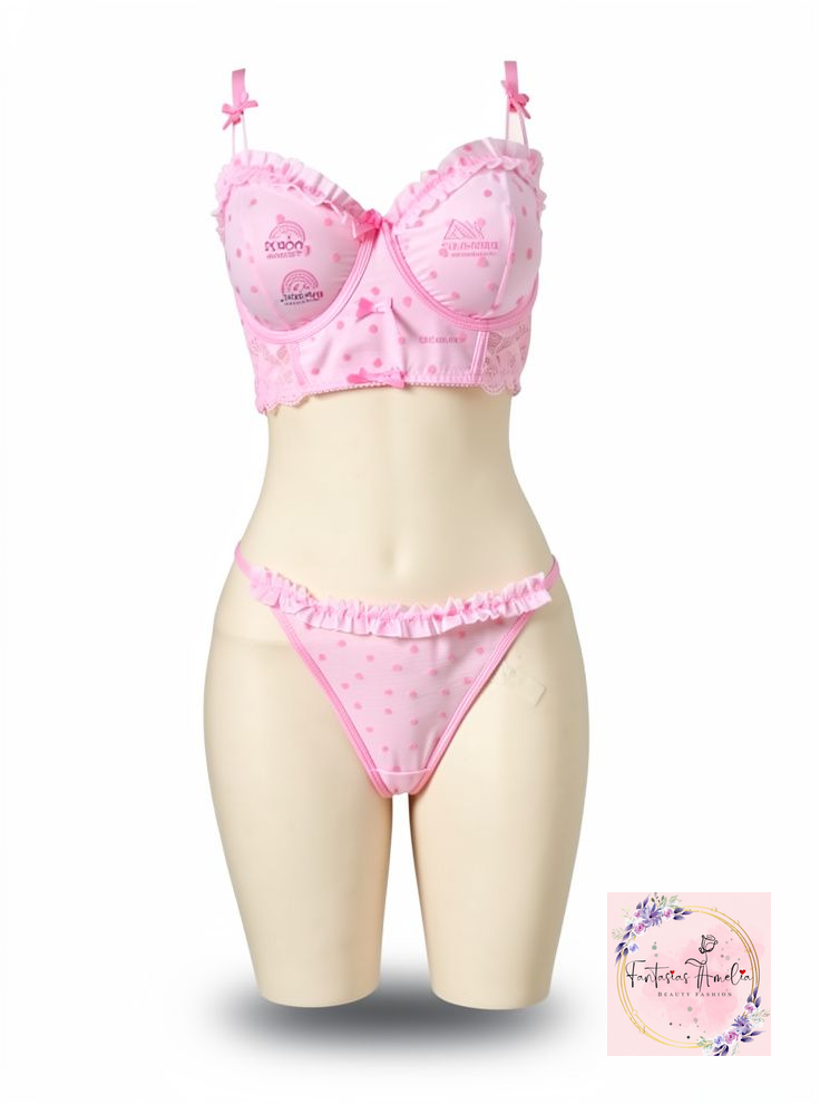LENCERIA ROSA FLORES CUTE TALLA L