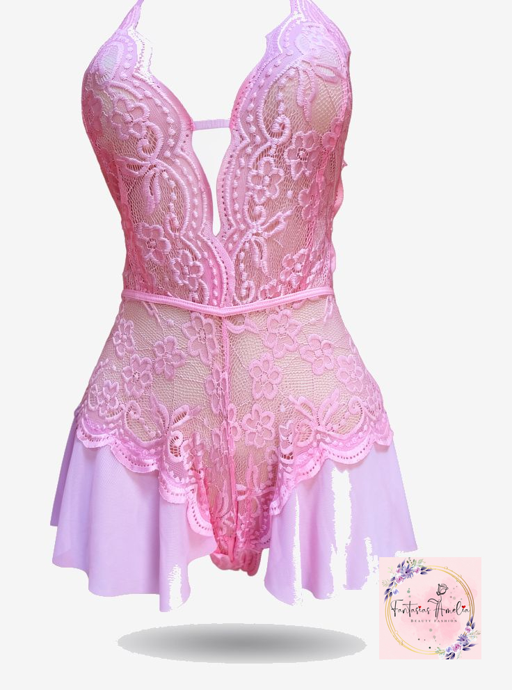 BODY ENCAJE ROSA ROMANTICO TALLA L