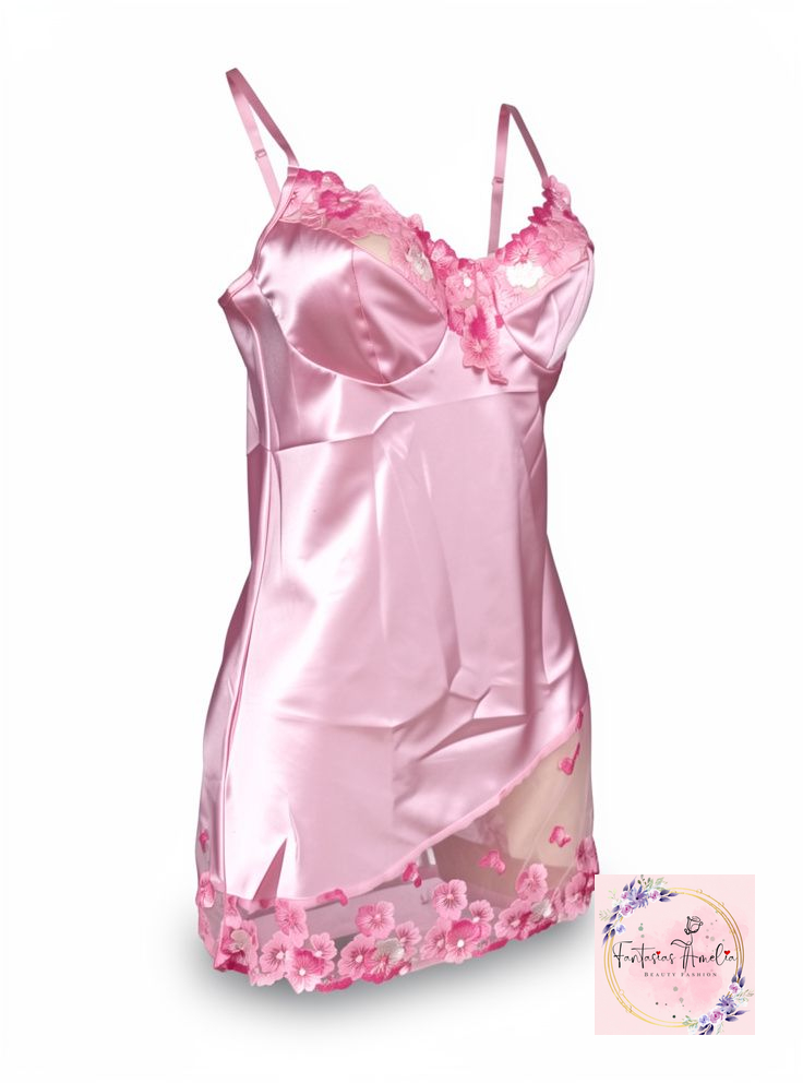 BABY DOLL ROSA ENCAJE TALLA M