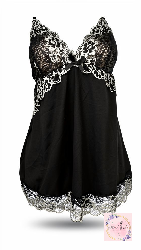 PIJAMA ROMANTICA NEGRA TALLA XL