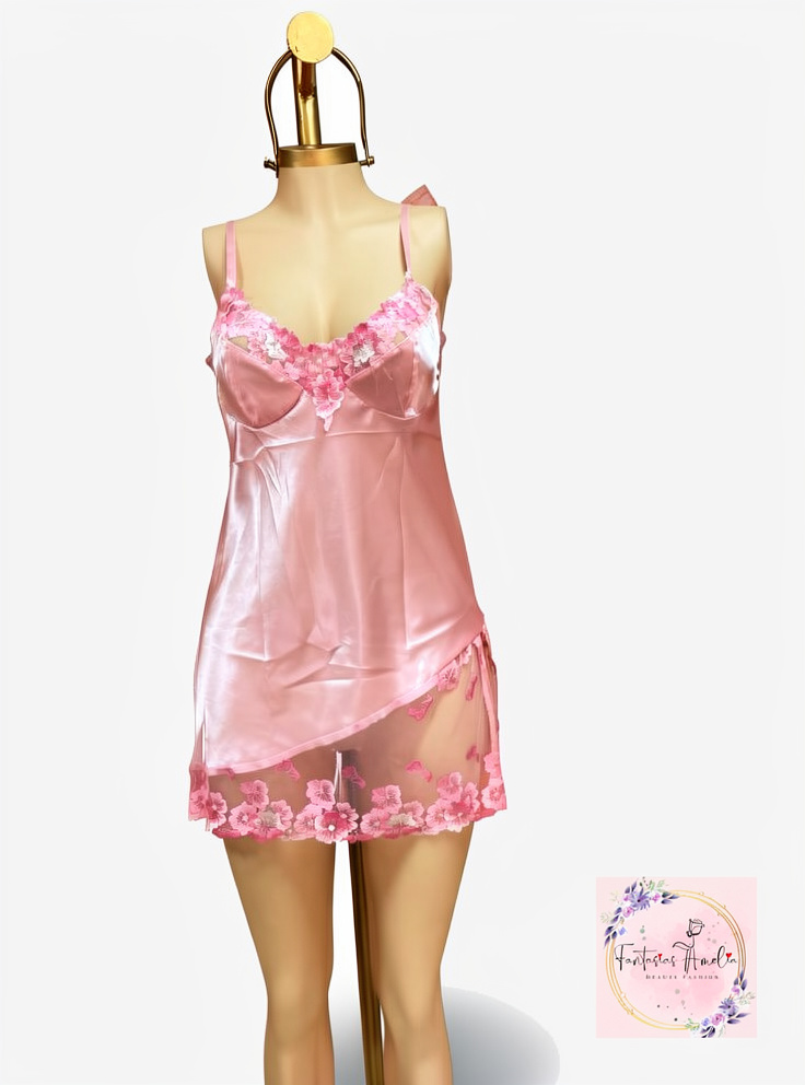 BABY DOLL ROSA ENCAJE TALLA S