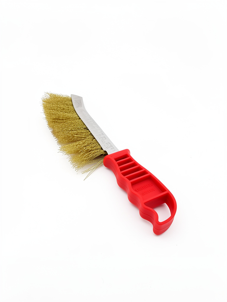 Cepillo de bronce cabo plastico rojo