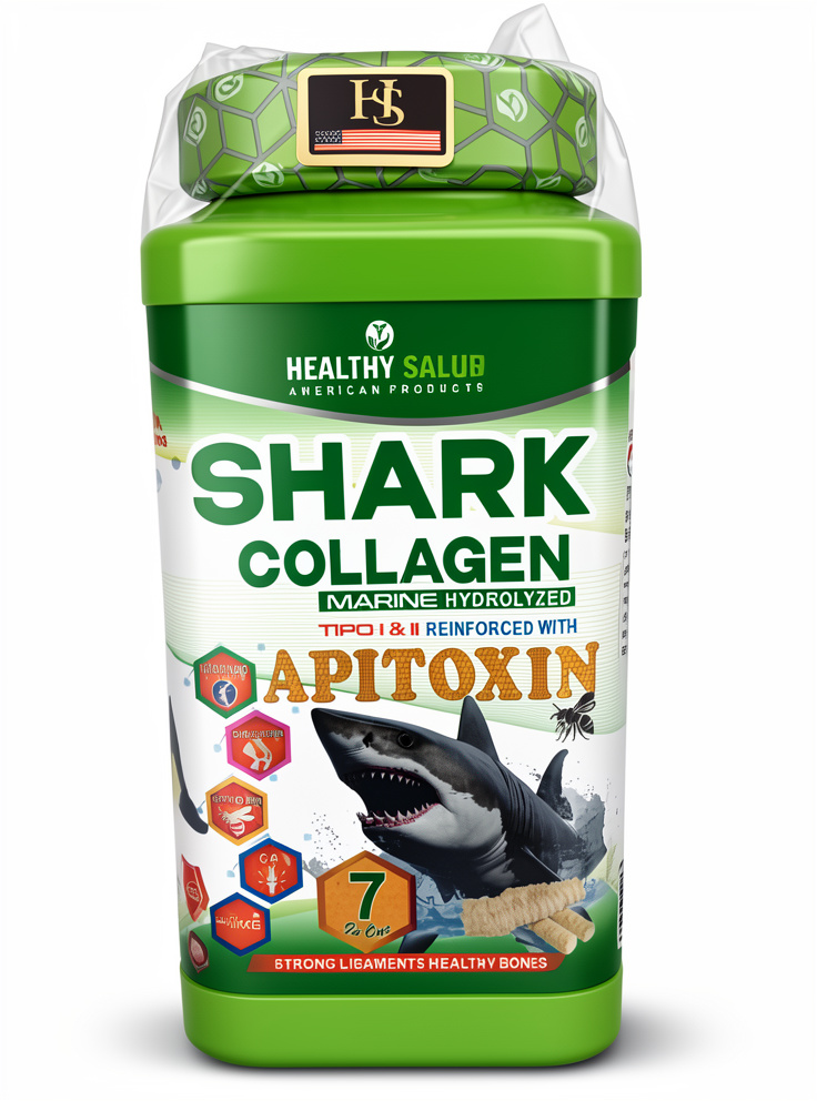 Shark Colágeno Marino hidrolizado tipo1 y 2 Reforzado con  APITOXIN - 2100 gr. 2unidades .