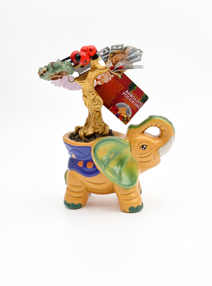 Amuleto de Elefante con Arbolito Poderoso.