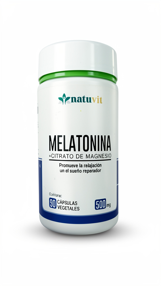 Melatonina + Citrato de Magnesio - 90 cap. de 500 mg.