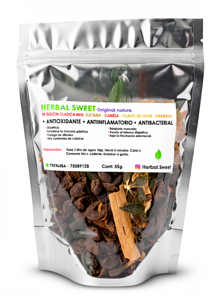 Mate Herbal Mix -  Sultana + Canela + Clavo de Olor y Naranja - 55 gr.