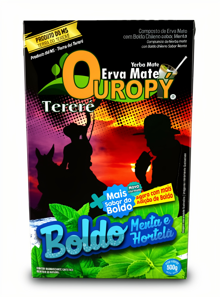 Erva Mate Ouropy en caja -  BOLDO + Menta y Hortela - 500 gr  2unidades