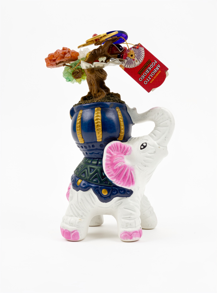 Elefante de la Suerte con Arbolito Poderoso y Ojo Turco.