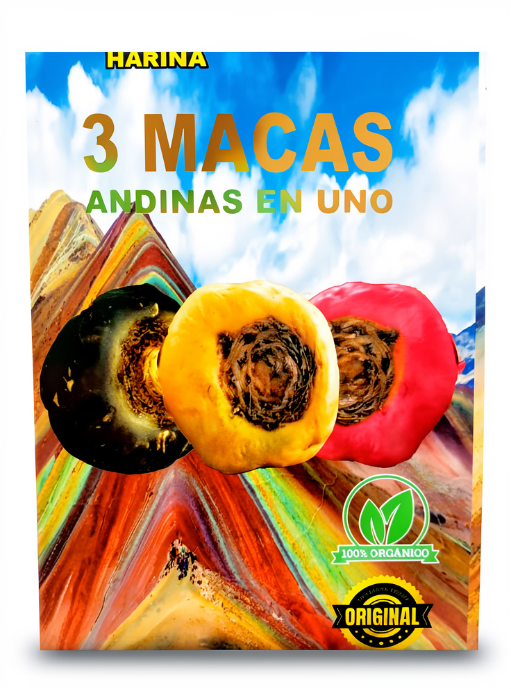 3 MACAS ANDINA EN UNO (Maca Roja, Maca Negra, Maca Amarilla) - 300 gr.