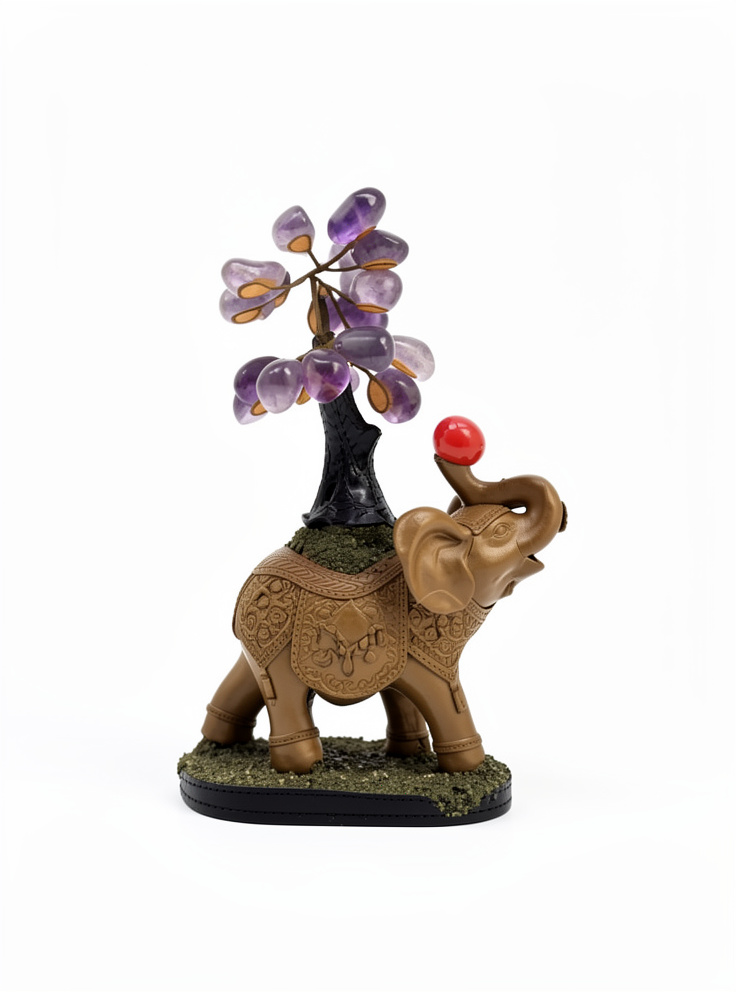 Elefante de la Suerte con Árbol de Amatista.