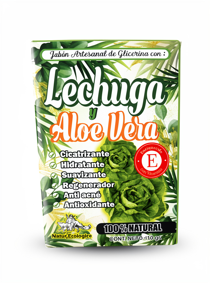 Jabón de LECHUGA Y ALOE VERA + Vitamina E - 110 gr.