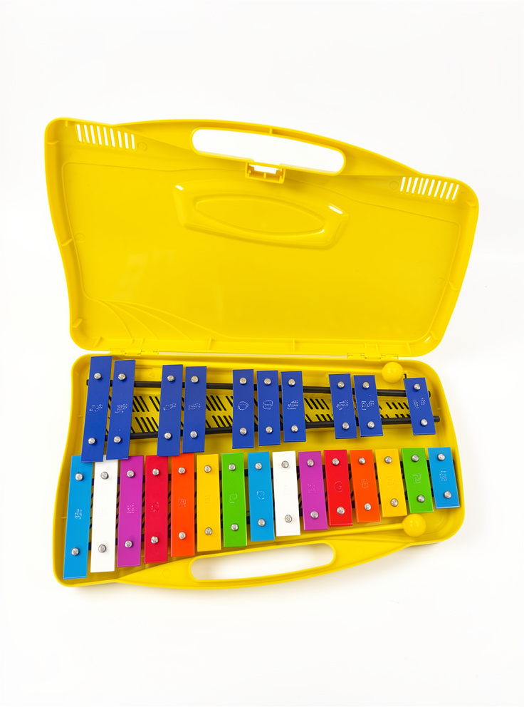 XILOFONO DE COLORES 25 NOTAS ESTUCHE Y GOLPEADORES