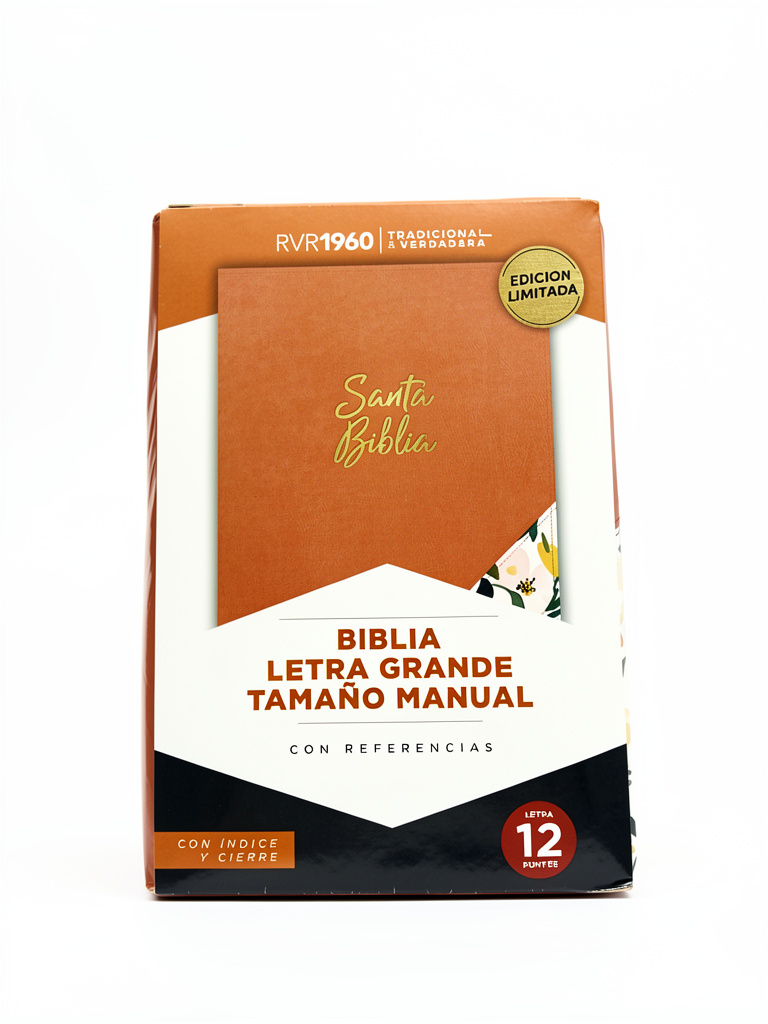 Biblia letra grande tamaño manual color naranja