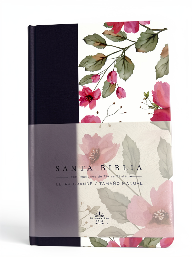 Biblia RVR60/ Tapa dura/ Tela morada con flores