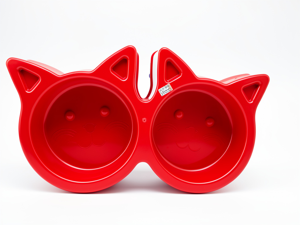 Comedero rojo doble gato