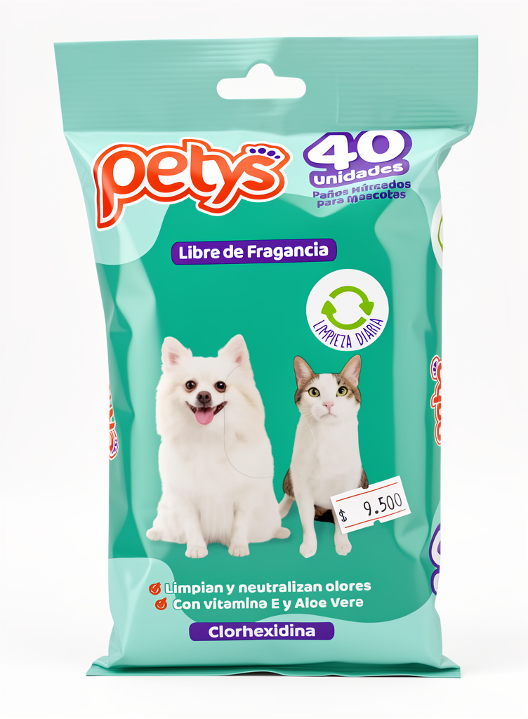 Petys pañitos humedos con Cloroxhidina