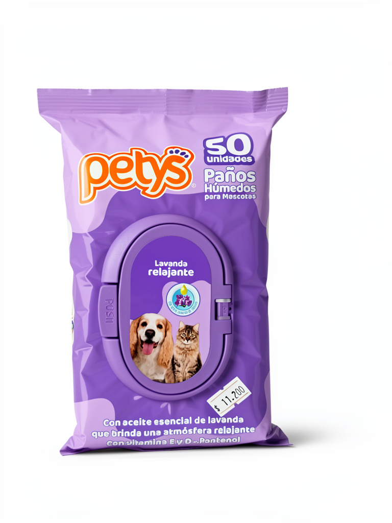 Petys pañitos humedos lavanda 50 unidades