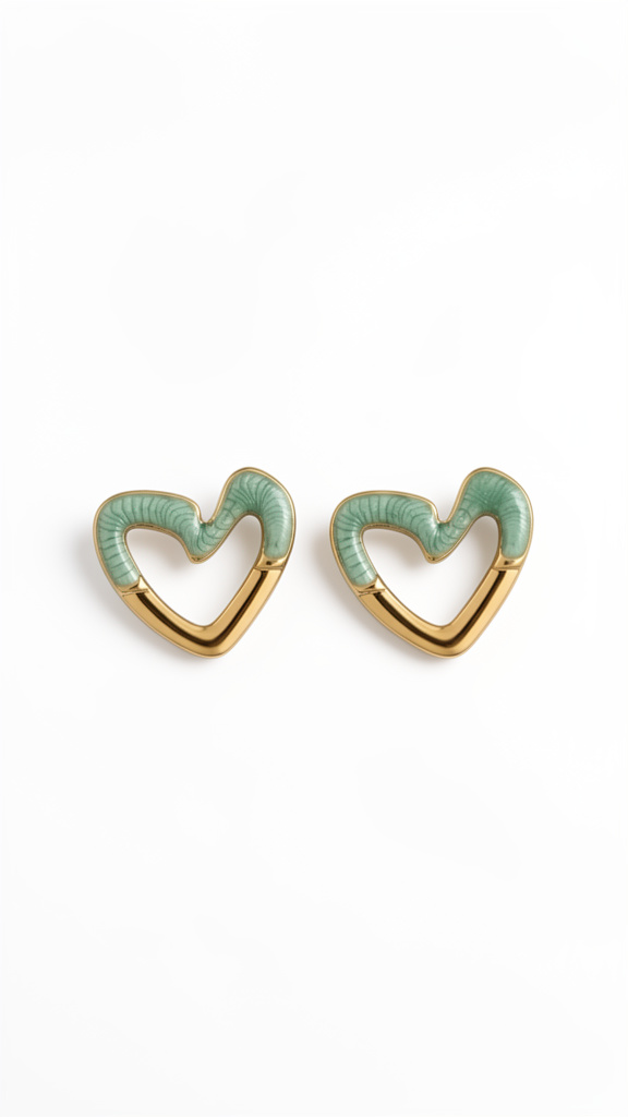 Aros corazón menta