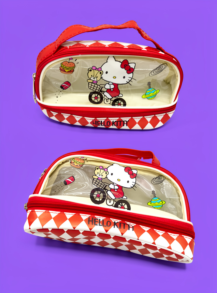 cosmetiquera doble cierre de hello kitty