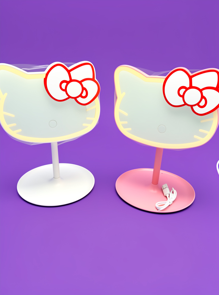 espejo lampara de hello kitty led