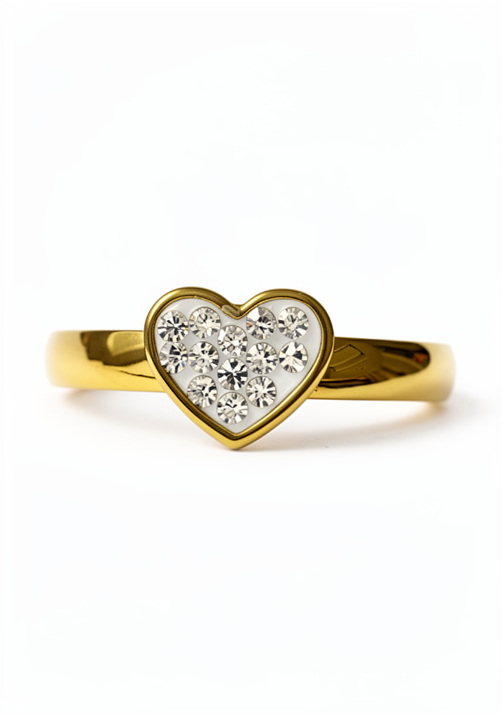Anillo corazón con pedrería