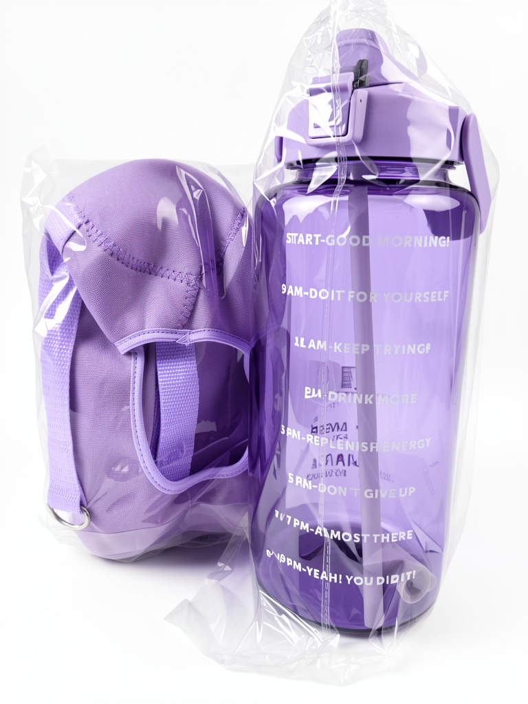 Botella  morado transparente 2 litros con bolso